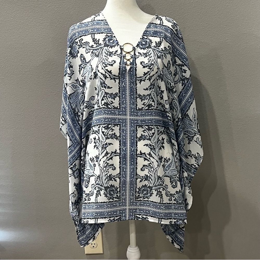 Michael Kors Blue and White Patterned Tunic